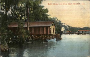 Houston Texas TX Bath House on River c1910 Vintage Postcard