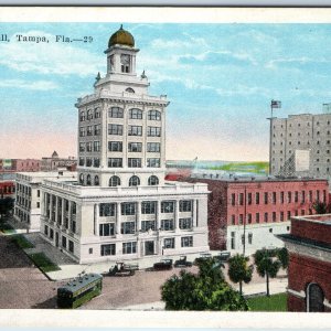 c1910s Tampa, Fla City Hall Birds Eye Court House Trolley Water Tower Kropp A208