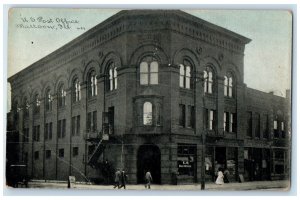 c1905's U.S. Post Office Building Door Entrance People Mattoon Illinois Postcard