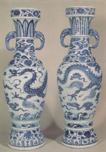 Antique Chinese David Temple Vase Vases AD1351 Postcard