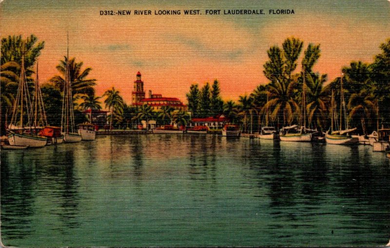 Florida Fort Lauderdale New River Looking West 1944