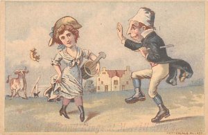 Approx. Size: 2.75 x 4.25 Man and woman dancing  Late 1800's Tradecard Non  