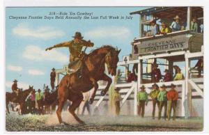 Cowboy Bronco Horse Cheyenne Frontier Days postcard