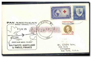 Letter USA 1st Flight Baltimore Paris June 18, 1960