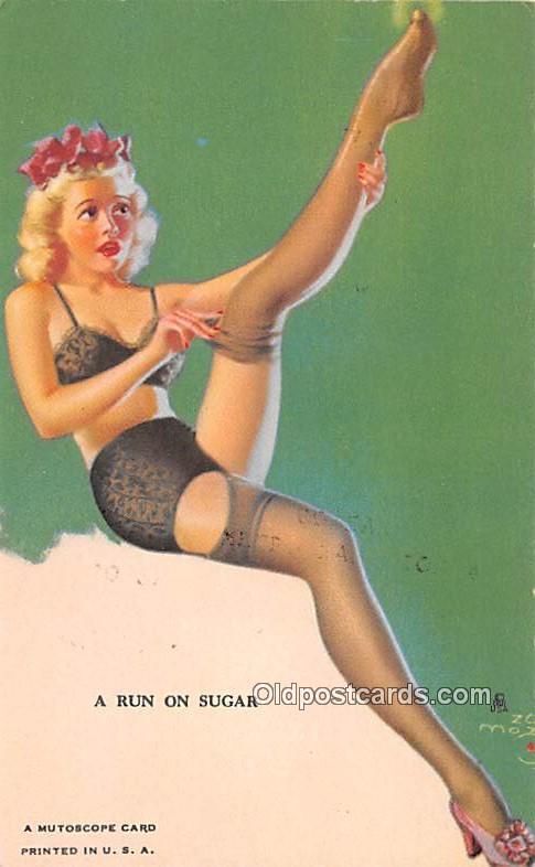 Run on sugar 1945 Mutoscope Artist Pin Up Girl, Non Postcard Backing Unused 