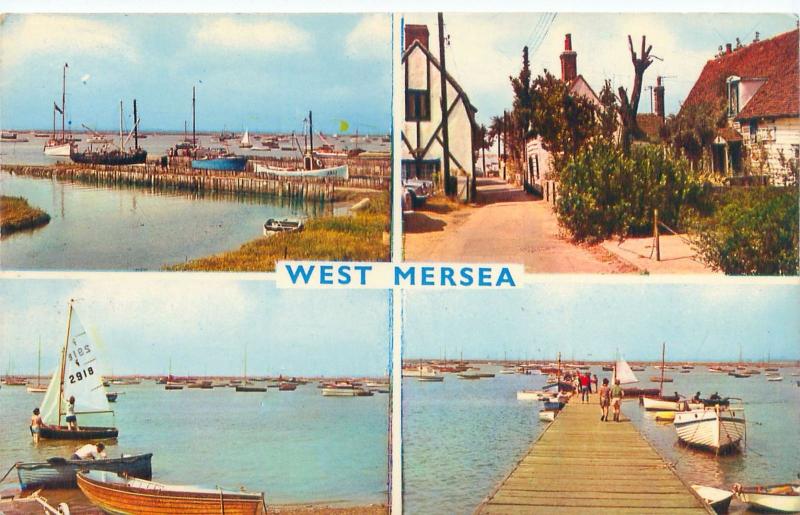 WEST MERSEA ESSEX UK MUTI PHOTO POSTCARD  SAILBOATS & YACHTING