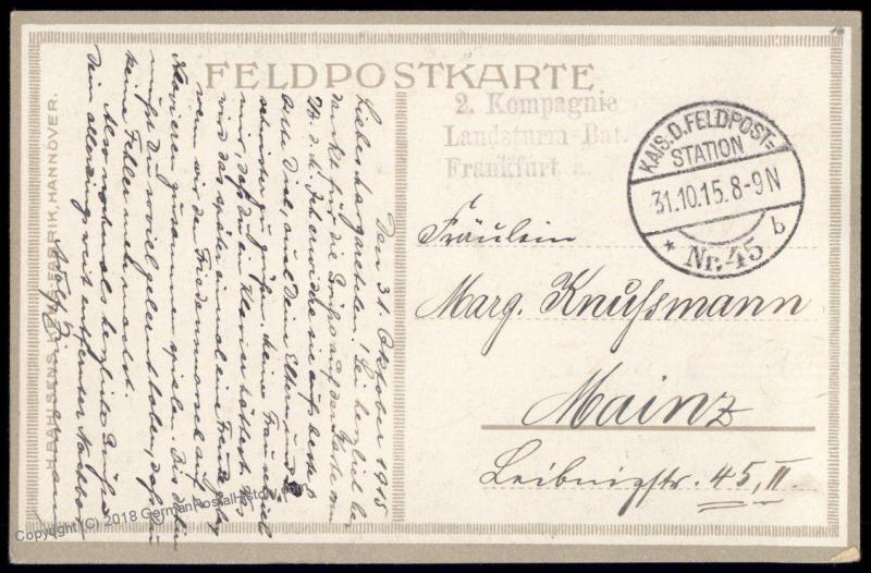 Germany 1915 Bahlsens Leibniz Keks Biscuit WWI Feldpost Artist Georgi PPC 82401