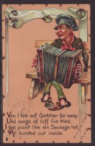 When I Think of Gretchen,Accordian Player,Comic Postcard