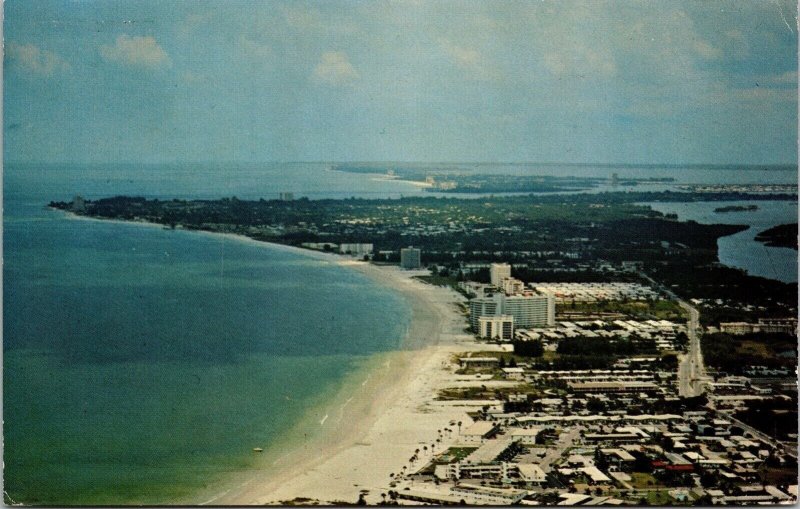 Crescent Beach & Resort Area Siesta Key Sarasota FL Chrome Cancel WOB Postcard 