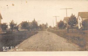 H21/ Hopkins Michigan RPPC Postcard 1908 Elm Street Homes Residences