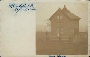 West Duluth Minnesota MN Home c1910 Real Photo Postcard