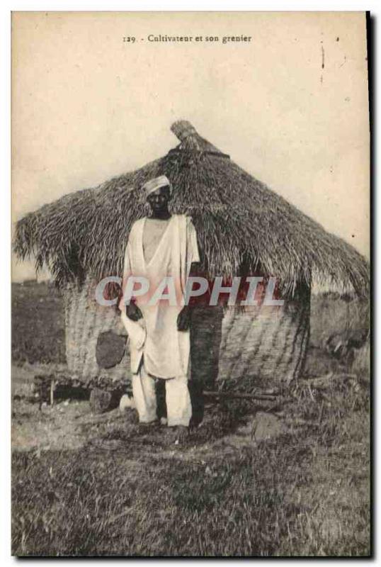 VINTAGE POSTCARD Black Negro Man Farmer and his attic