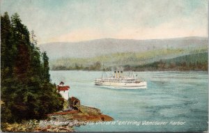 Steamer 'Princess Victoria' entering Vancouver Harbour BC Ship Boat Postcard E69