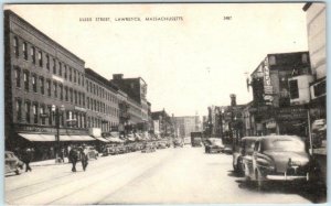 LAWRENCEVILLE, Massachusetts MA ~ ESSEX STREET Scene 1950   Postcard