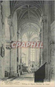 Postcard Old Cravant (Yonne) Interior of the Church Choir Poutour