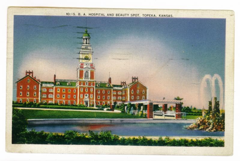 Topeka, Kansas to Scarsdale, New York 1944 used Postcard, SBA Hospital