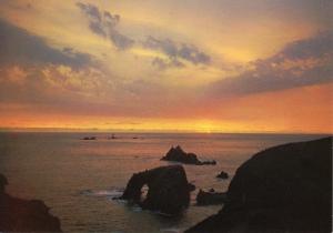 (af45) Cornwall Lands End Sunset and Longships Lighthouse Dixon PC