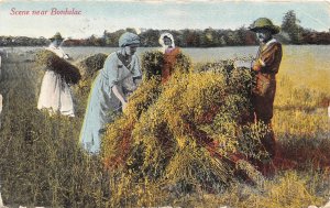 Stacking Grain Sheaves Farming Bordulac North Dakota 1920 postcard