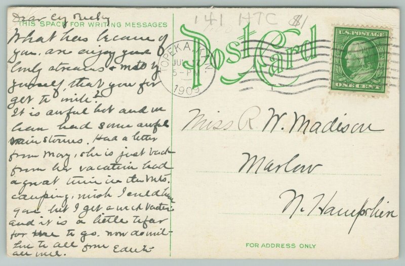 Topeka Kansas~Washburn College Carnegie Library~c1910 Postcard