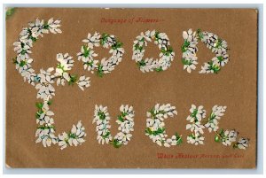 Language Of Flowers Romance Postcard White Heather Meaning Good Luck c1905