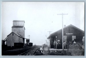 1960 Sunbury Iowa Railway Railroad Train Depot Station RPPC Photo Postcard