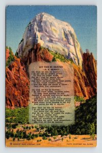 Let This Be Heaven Poem Dual View Great White Throne Zion Park UT Postcard UNP 