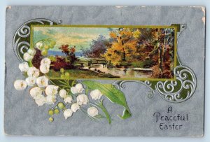 Chicago Illinois IL Postcard Easter Flowers River Scene Embossed 1910 Antique