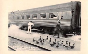 Edgemont South Dakota Feeding Wild Ducks at Train Station Real Photo PC AA43486