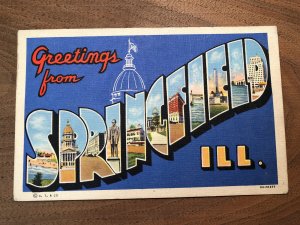 Vintage 40s GREETINGS from Springfield ILLINOIS Large Letters Postcard