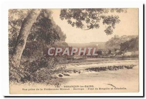 Besancon les Bains Old Postcard view from the Micaud Dam Bridge and walk Breg...