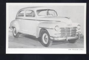 1946 PLYMOUTH TWO DOOR VINTAGE CAR DEALER ADVERTISING POSTCARD