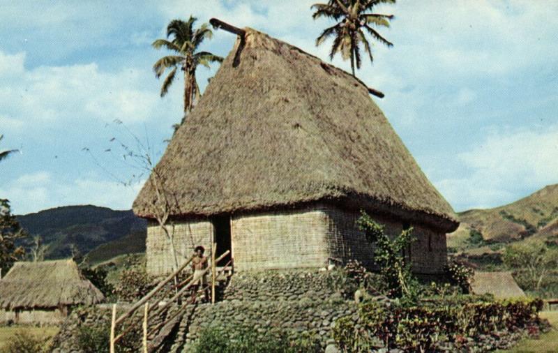 fiji islands, Native Chief's House (1960s) Caine's Studios 1002