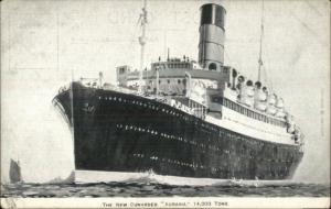 The New Cunard Line Steamship Aurania c1910 Postcard
