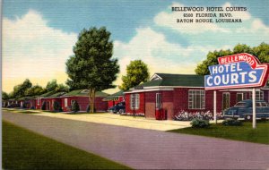 Linen Postcard Bellewood Hotel Courts 6500 Florida Blvd. Baton Rouge, Louisiana