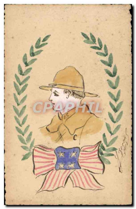Old Postcard Scout Scout Jamboree (drawing hand)
