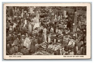 Vintage 1920's Postcard Aerial View Skyscrapers Near Penn Station New York City