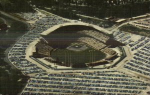 Milwaukee WI Baseball County Stadium LINEN Postcard