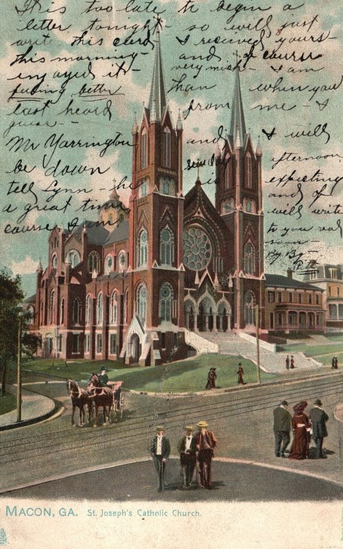 Vintage Postcard 1905 St. Joseph's Catholic Church Historical Macon Georgia GA