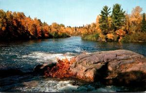 New Jersey Highland Lakes Greetings With Rugged Rocks and Rapid River In Autumn