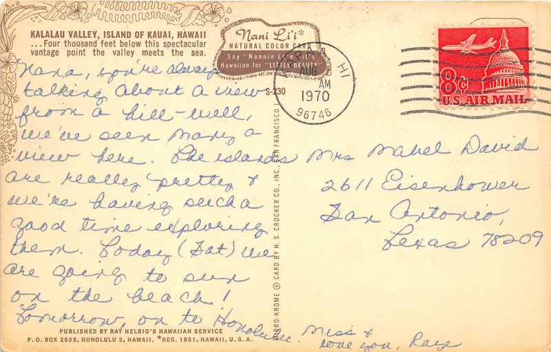 Kauai Hawaii 1970 Postcard Kalalau Valley Pretty Girls