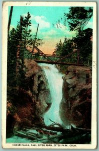 Chasm Falls Foot Bridge Fall River Road Estes Park Colorado WB Postcard G8