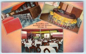 CHICAGO, Illinois IL ~ Roadside BROAD-MONT CAFE ca 1940s Linen Postcard