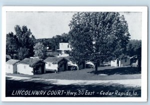 Cedar Rapids Iowa IA Postcard Lincolnway Court Aerial View Buildings Tress 1940