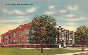 EAST HARTFORD, CT Connecticut   HIGH SCHOOL   c1940's Tichnor Linen Postcard