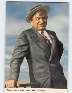 Postcard I never met a man I didn't like - Will Rogers