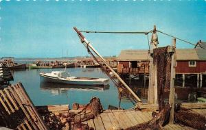 NOVA SCOTIA, Canada  FISHING SCENE~BOAT~DOCKS   Yarmouth County  Chrome Postcard