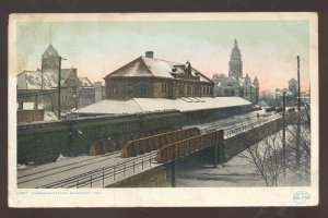 DAVENPORT IOWA RAILROAD DEPOT PASSENGER TRAIN STATION VINTAGE POSTCARD