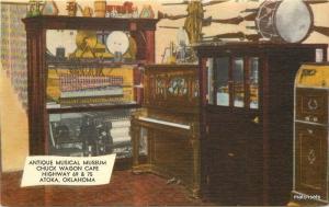 1940s Chuck Wagon Cafe Musical Instruments Interior MWM Linen postcard 6347