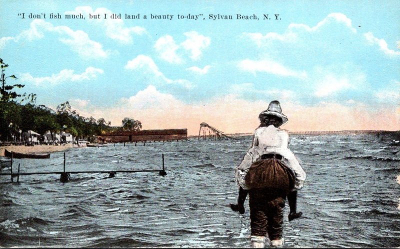 New York Sylvan Beach Man Carrying Woman On Beach I Don't Fish Much But ...