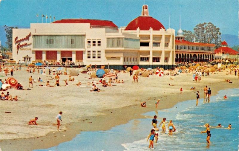 SANTA CRUZ CA~BEACH & THE CASINO POSTCARD 1960 PSMK